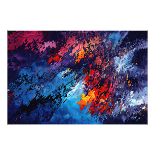 Blue Ember Blue Red Contemporary Abstract Art Photo Print