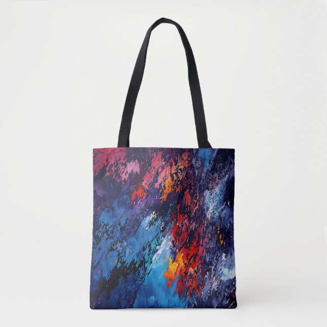 Blue Ember Blue Red Contemporary Abstract Art Tote Bag (Front)