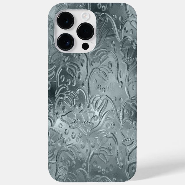 BLUE EMBOSSED METALLIC LOOK ORNAMATION Case-Mate iPhone CASE (Back)