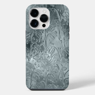 BLUE EMBOSSED METALLIC LOOK ORNAMATION iPhone 14 PRO MAX CASE