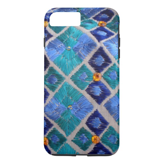 Blue embroidered Phulkari unique iphone case (Back)
