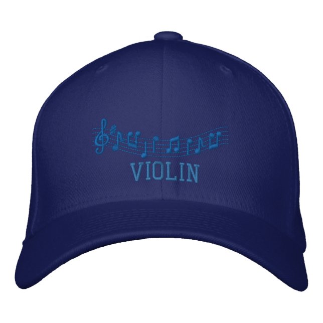 Blue Embroidered Violin Cap (Front)