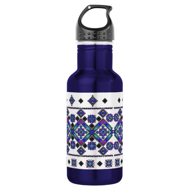 Blue Embroidery 532 Ml Water Bottle (Front)