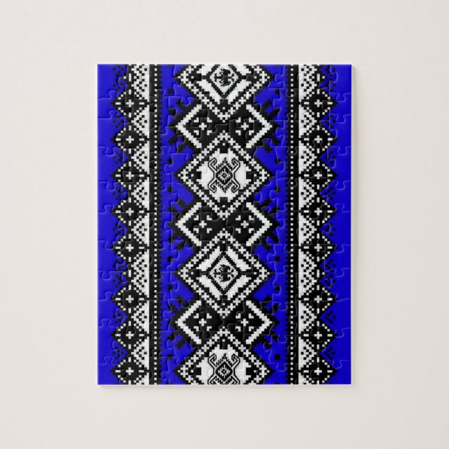 Blue Embroidery Jigsaw Puzzle (Vertical)