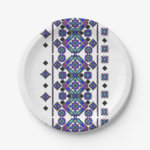 Blue Embroidery Paper Plate