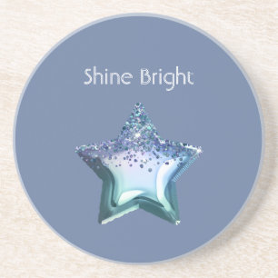 Blue Emerald Green Purple Glitter Star Coaster