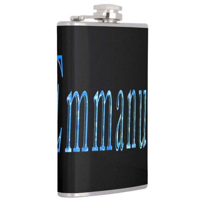 Blue Emmanuel Name,  Hip Flask (Right)