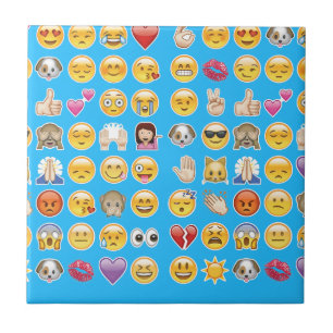 blue emoji ceramic tile