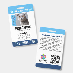 Blue Emotional Support Cat ID Badge