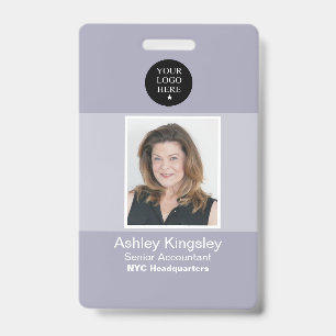 Blue Employee Photo Badge Corporate barcode ID Badge