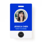 Blue Employee Photo ID Card, Bar Code, Logo, Name