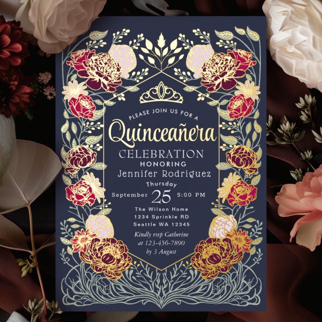 Blue Enchanted Garden Floral Quinceanera  (Creator Uploaded)