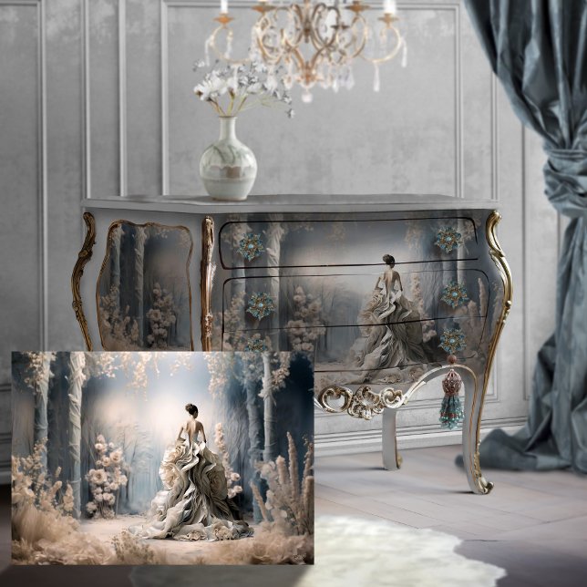 Blue Enchanted Paper Forest Elegant Woman Portrait (Creator Uploaded)