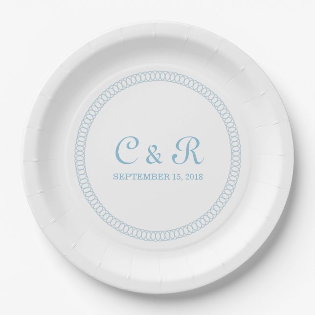 Blue Encircled Round Paper Plates (Front)