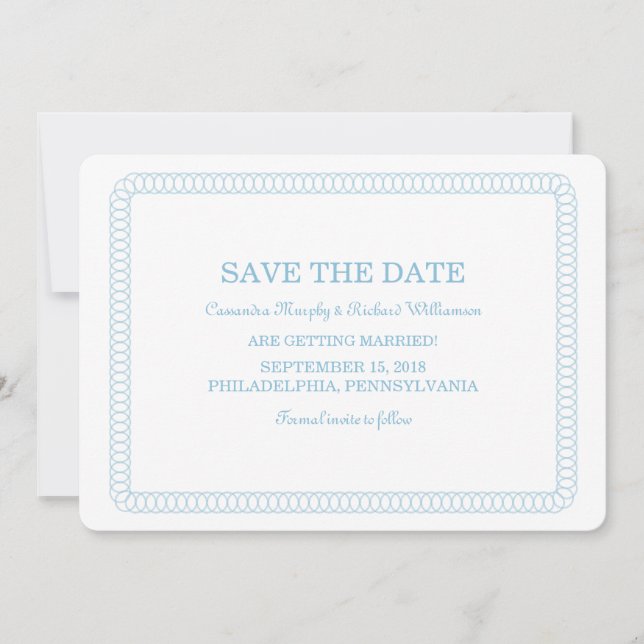 Blue Encircled Rounded Save the Date Invite (Front)