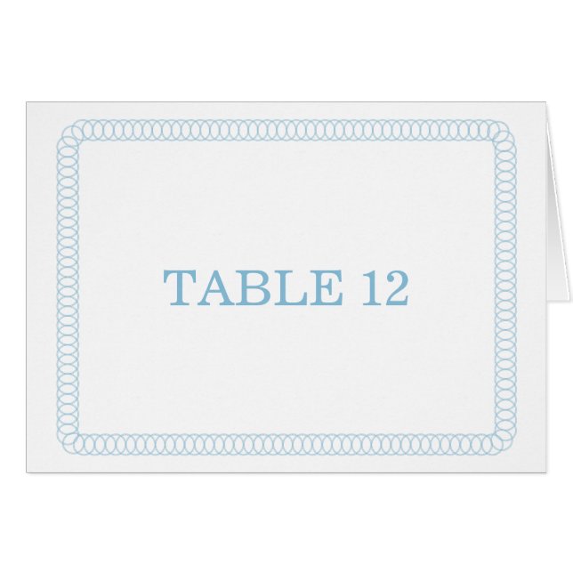 Blue Encircled Rounded Table Number Card (Front Horizontal)