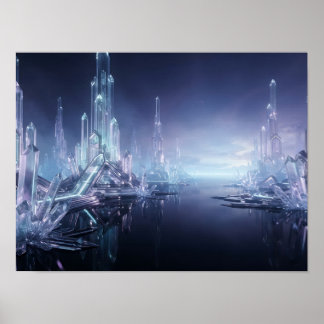 Blue Energy Portal Futuristic Sci-Fi Gateway Poster