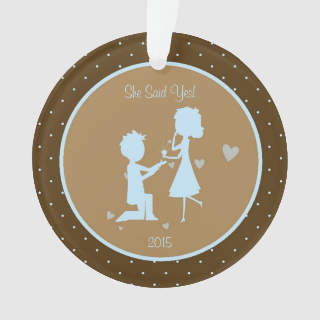 Blue Engagement She Said Yes Personalised Ornament (Front)