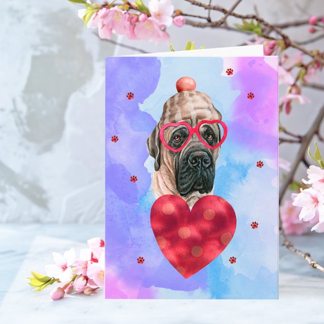 Blue English Mastiff Valentine's Day Gift Dog Card (Creator Uploaded)