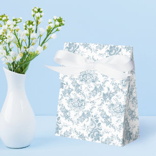 Blue Engraved Floral Toile Favour Box