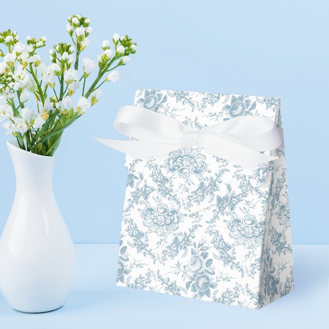 Blue Engraved Floral Toile Favour Box (Creator Uploaded)