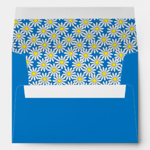 Blue Envelope, White Daisy Lined Envelope