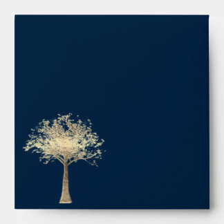 Blue Envelope with a Gold Tree