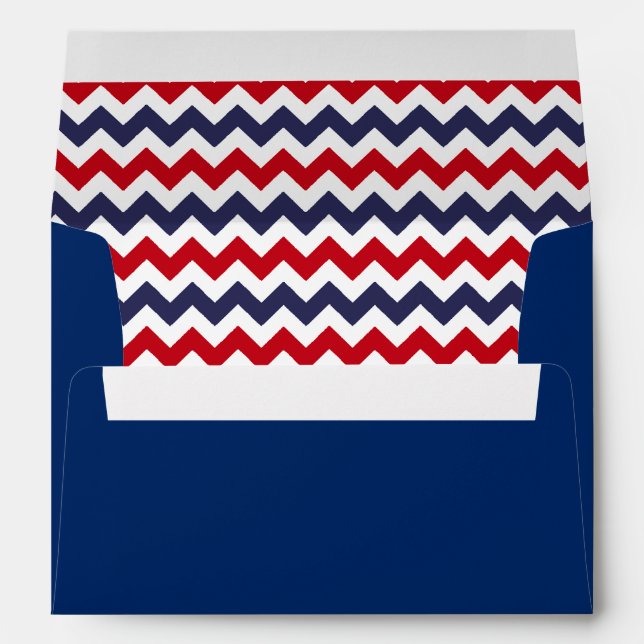 Blue Envelope With Red White Blue Chevron Print (Back (Bottom))
