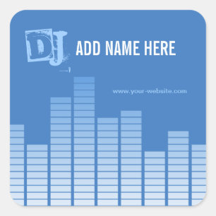 Blue Equalizer Square Sticker