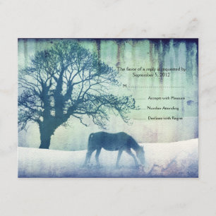 Blue Equestrian Wedding RSVP Card