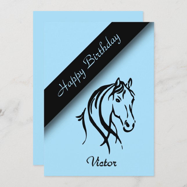 Blue Equine Birthday Party Invitation  (Front/Back)
