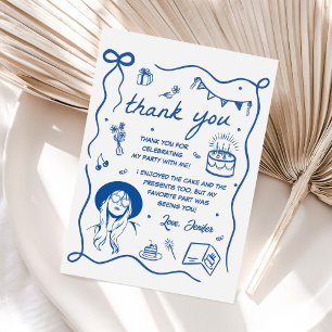 Blue Eras Birthday Party Thank You Card