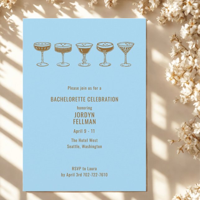Blue Espresso Martini Bachelorette w/QR Code  Invitation (Creator Uploaded)