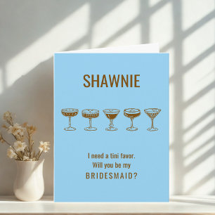 Blue Espresso Martini Will You Be My Bridesmaid?  Invitation