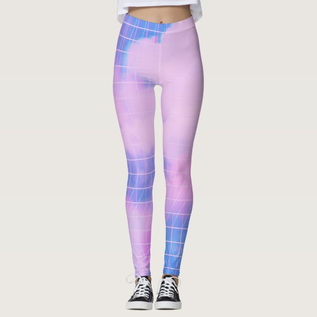 Blue Esthetic Sky And Pink Clouds Leggings (Front)