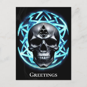 Blue Ethereal Arcane Skull of Darkness Postcard