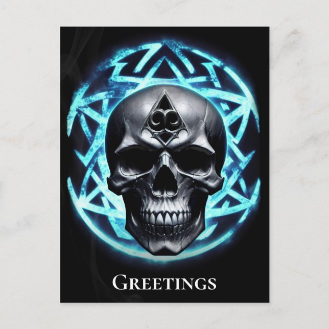 Blue Ethereal Arcane Skull of Darkness Postcard (Front)