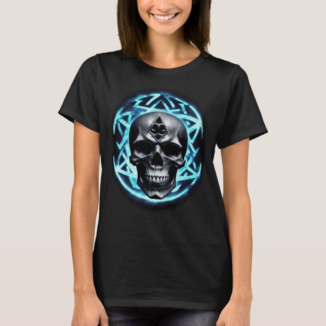 Blue Ethereal Arcane Skull of Darkness T-Shirt (Front)