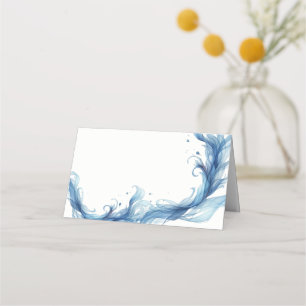 Blue Ethereal Ribbon Table Place Card