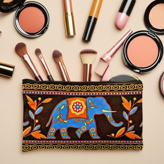 Blue ethnic elephant accessory pouch (Creator Uploaded)