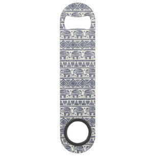Blue Ethnic Elephant Pattern