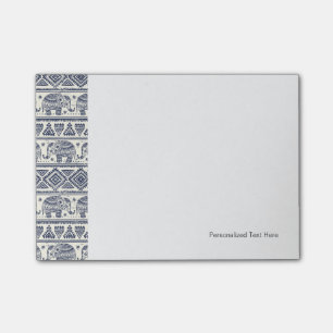 Blue Ethnic Elephant Pattern Post-it Notes