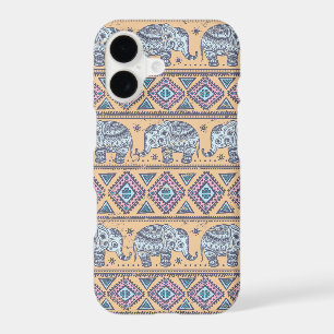 Blue Ethnic Elephant Tribal Pattern