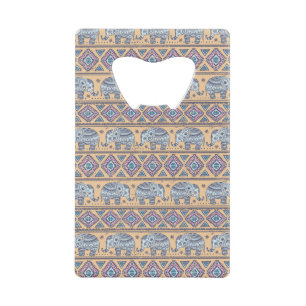 Blue Ethnic Elephant Tribal Pattern