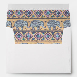 Blue Ethnic Elephant Tribal Pattern Envelopes