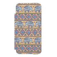 Blue Ethnic Elephant Tribal Pattern