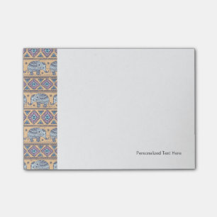 Blue Ethnic Elephant Tribal Pattern Post-it Notes