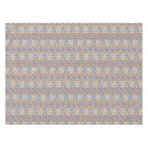 Blue Ethnic Elephant Tribal Pattern Tablecloth