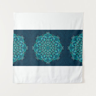 Blue ethnic mandala. Raster copy Tapestry