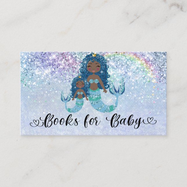 Blue Ethnic Mermaids Under the Sea Books for Baby Enclosure Card (Front)